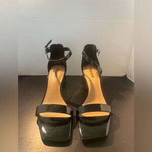 Abound Shiny Black Strappy Heels